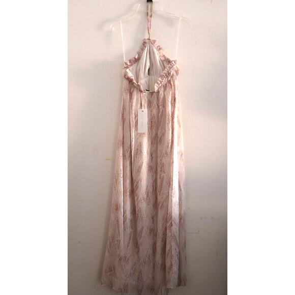 Lush Halter Top Printed Open Back Maxi Dress Ash Mauve Small NEW - Picture 4 of 10